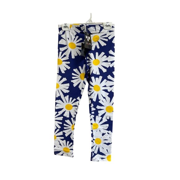 Llum Daisy Print Blue & White Leggings - Stretchy Cotton Blend Size 6 - Picture 2 of 6